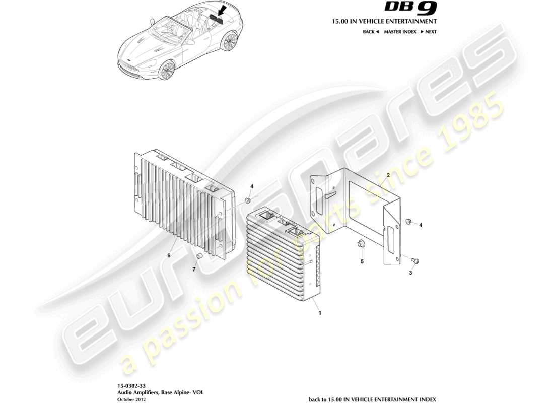 aston martin db9 (2016) amplifiers, alpine, volante parts diagram