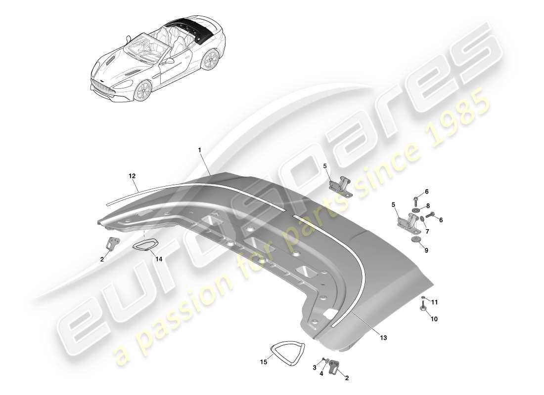 aston martin vanquish (2014) roof opening panel part diagram