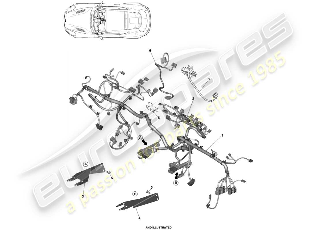 aston martin vanquish (2013) ip harness parts diagram