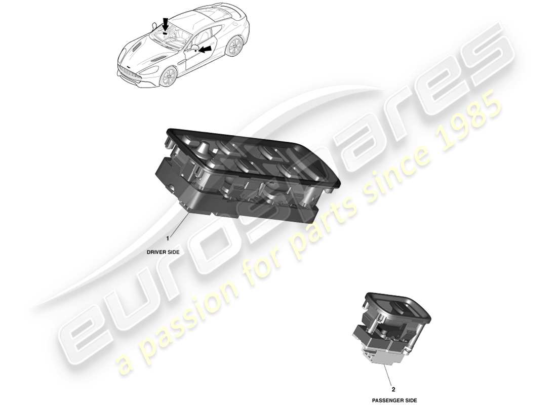 aston martin vanquish (2013) door mounted switches parts diagram