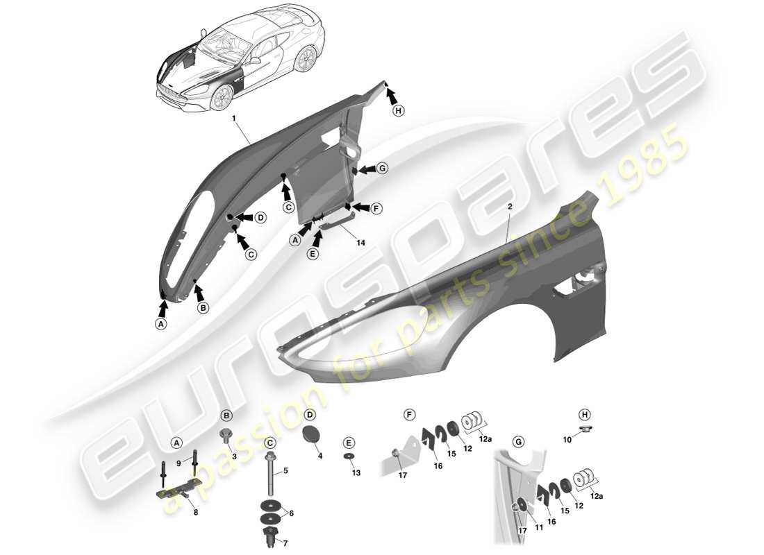 aston martin vanquish (2013) front wings parts diagram