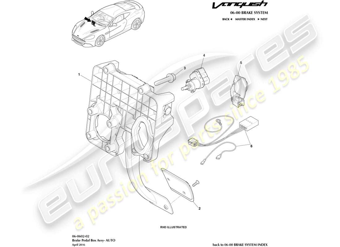 aston martin vanquish (2017) brake actuator assembly part diagram