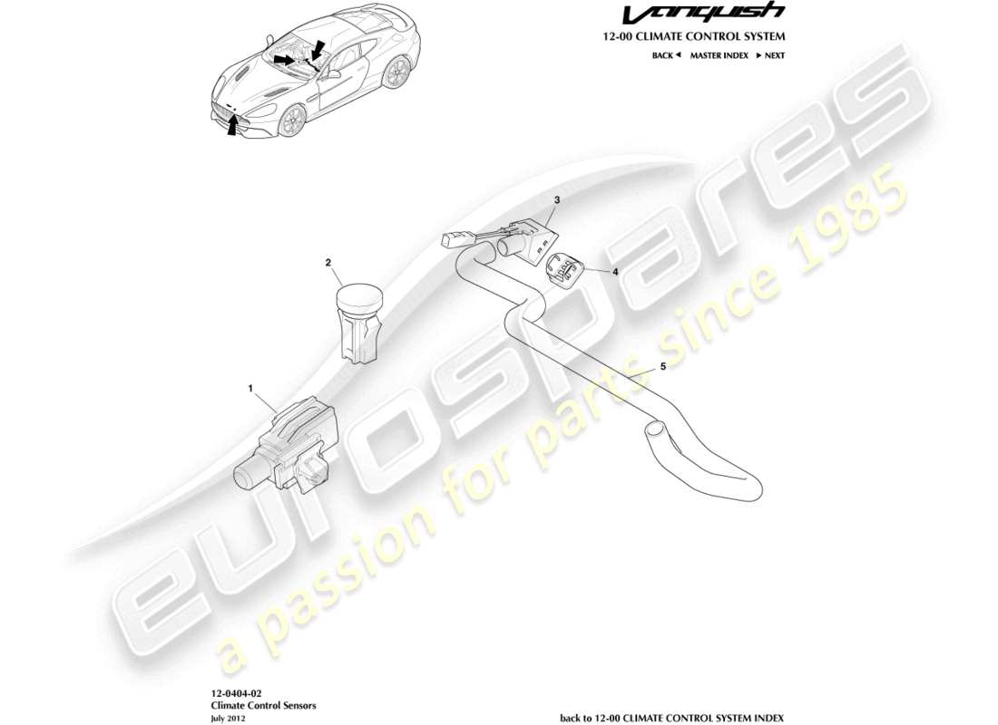 aston martin vanquish (2015) sensors part diagram