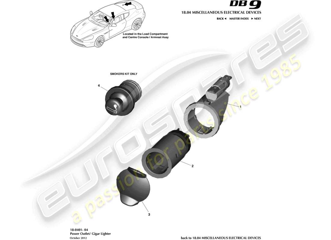 aston martin db9 (2014) power socket parts diagram