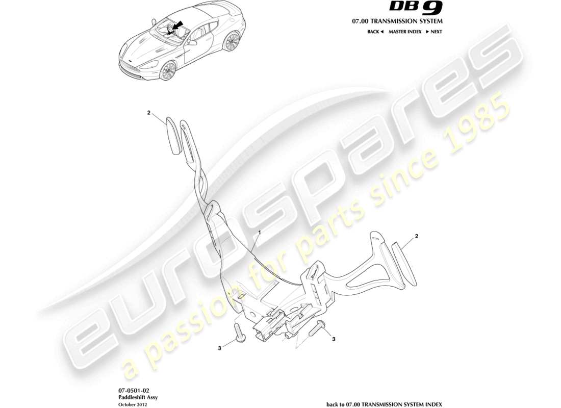 aston martin db9 (2017) paddleshift part diagram