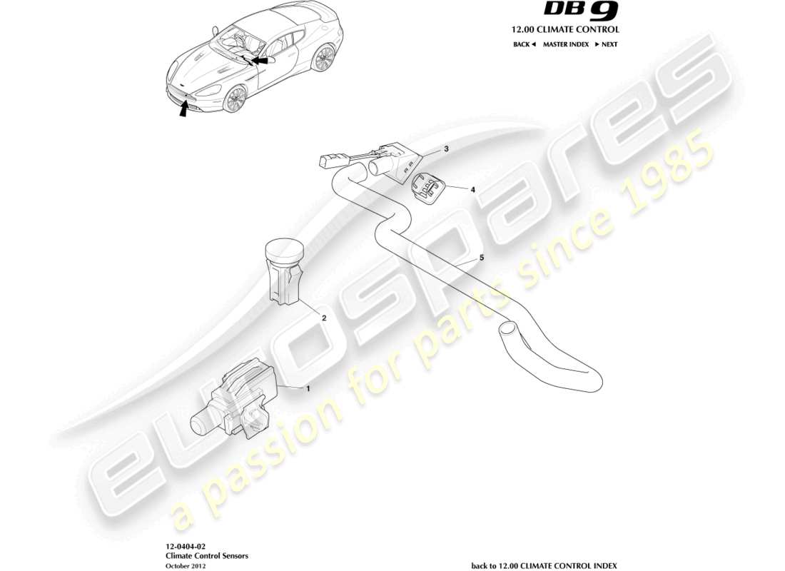 aston martin db9 (2017) sensors part diagram