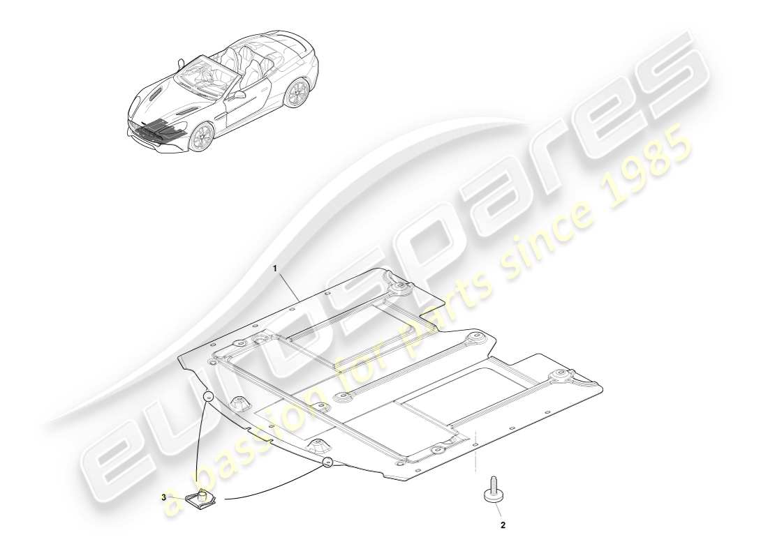 aston martin vanquish (2014) front undertray, volante part diagram
