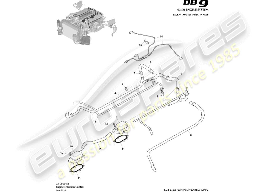 aston martin db9 (2017) emission control part diagram