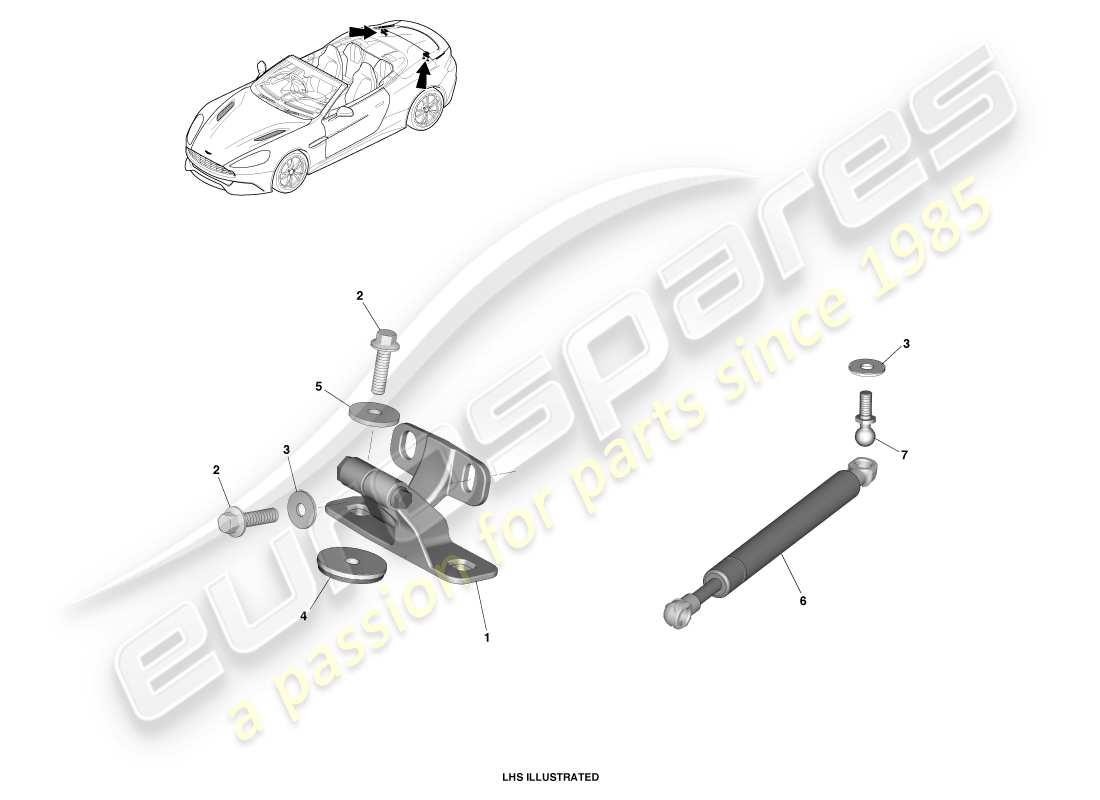 aston martin vanquish (2013) decklid hinges, volante parts diagram