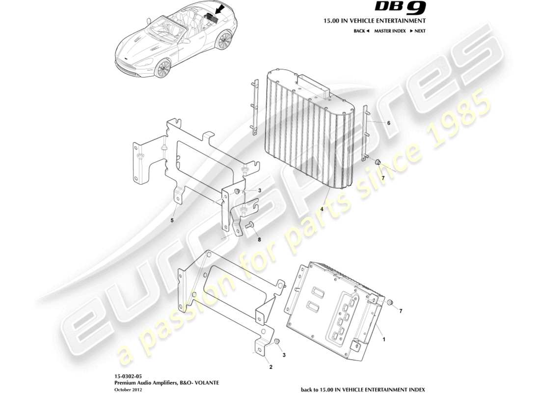 aston martin db9 (2013) amplifiers, b&o, volante parts diagram
