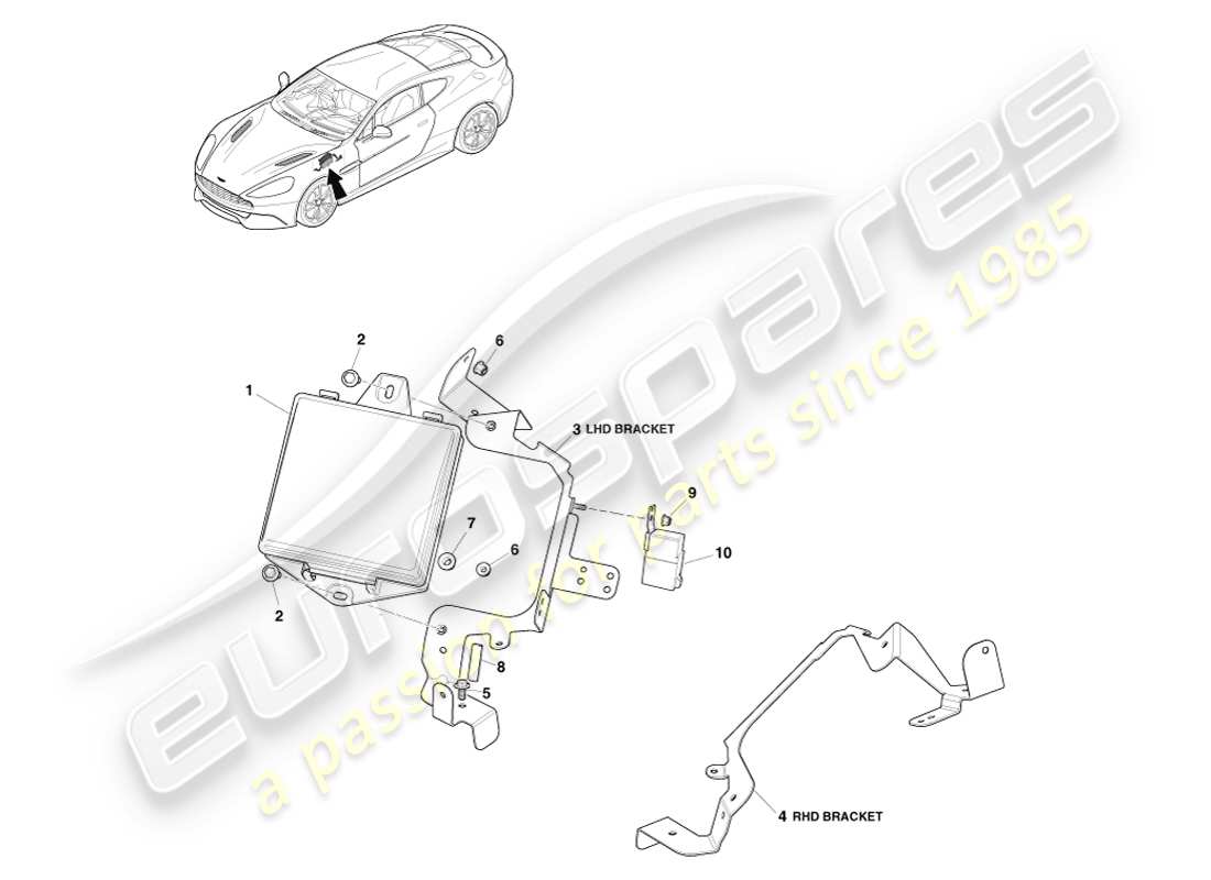 aston martin vanquish (2013) engine bay fusebox parts diagram