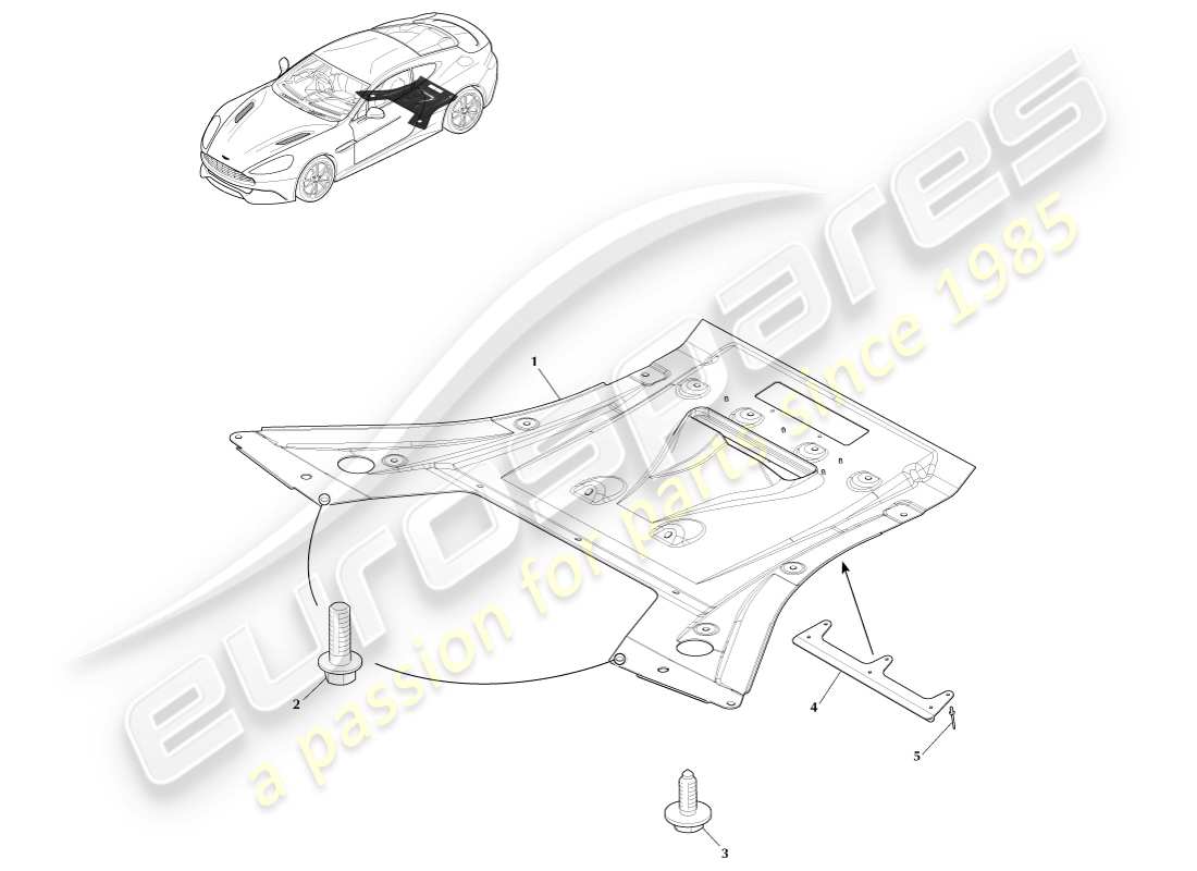 aston martin vanquish (2013) rear undertray, coupe parts diagram