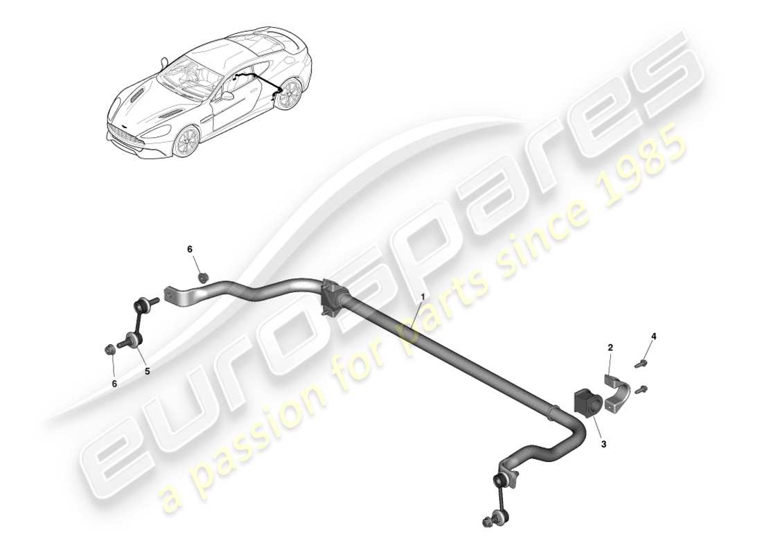 aston martin vanquish (2013) rear stabiliser bar parts diagram