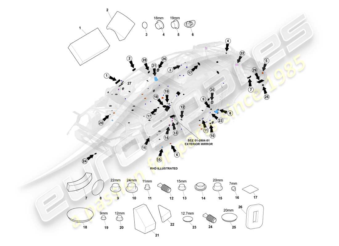 aston martin vanquish (2013) static sealing parts diagram