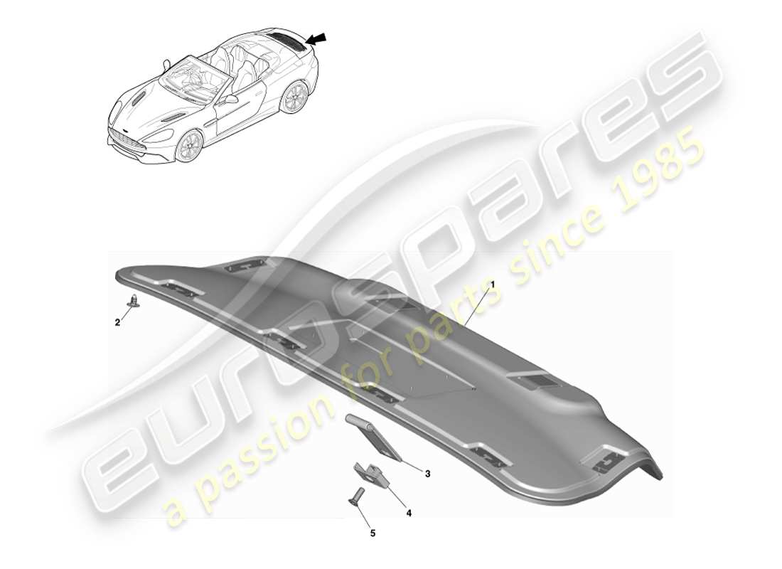 aston martin vanquish (2013) tailgate trim panel, volante parts diagram