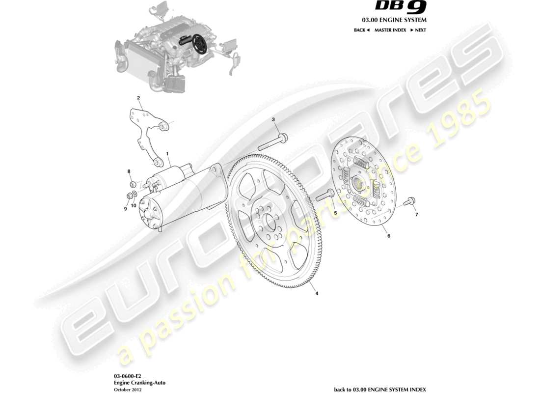 aston martin db9 (2014) engine cranking, auto parts diagram