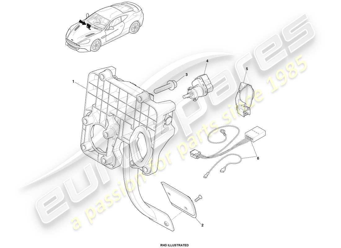aston martin vanquish (2013) brake actuator assembly parts diagram