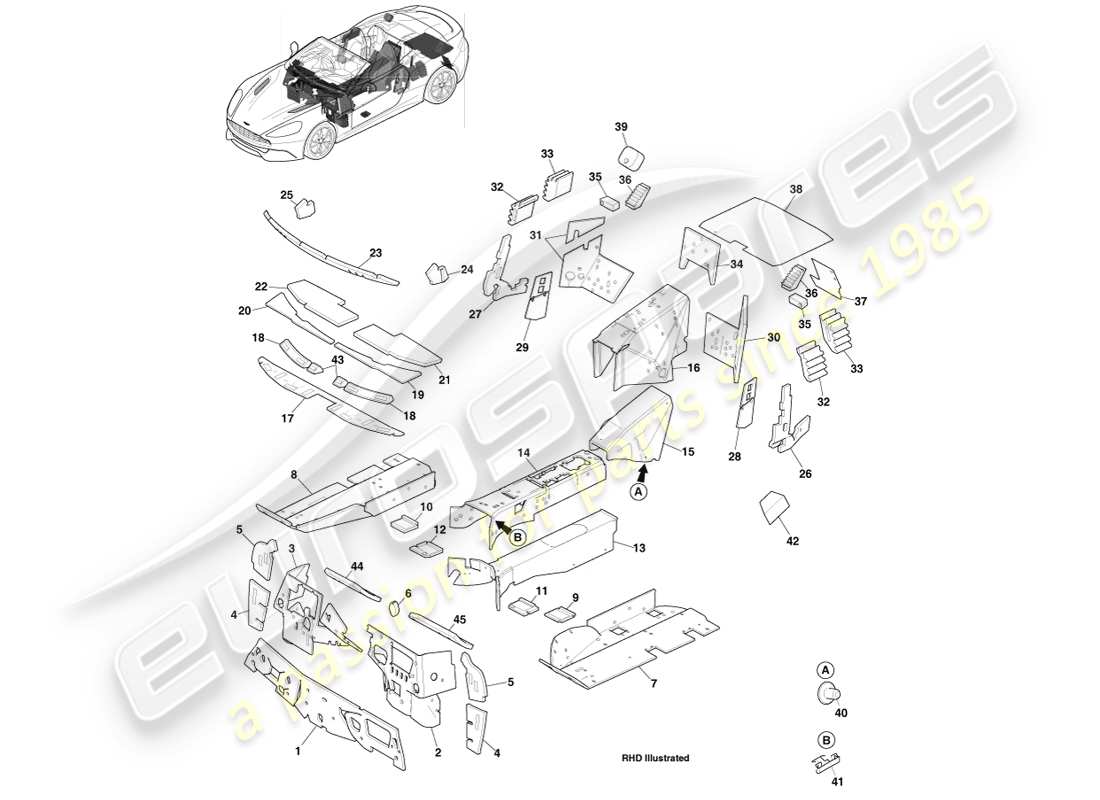aston martin vanquish (2013) nvh pads, volante parts diagram