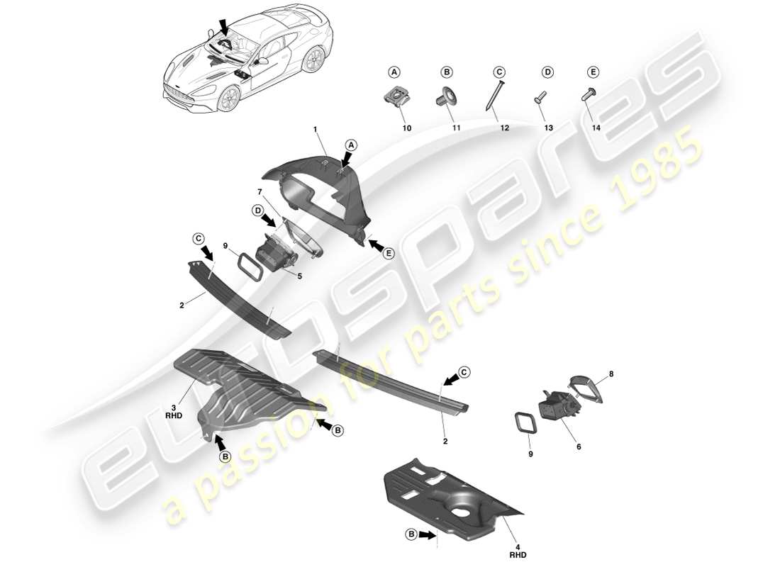 aston martin vanquish (2013) applied parts parts diagram