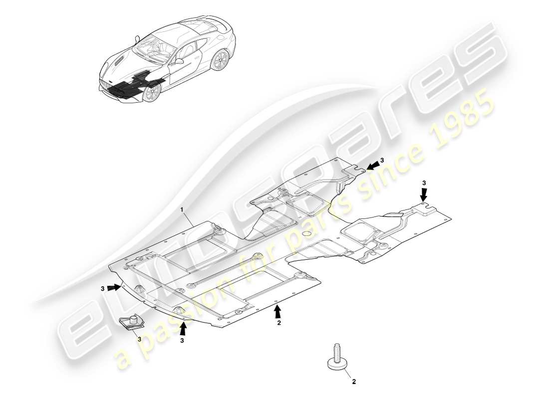 aston martin vanquish (2013) front undertray, coupe parts diagram