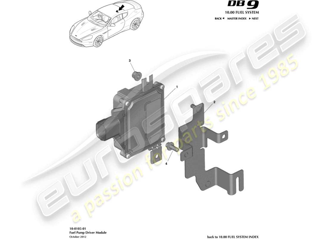 aston martin db9 (2015) fuel pump module parts diagram