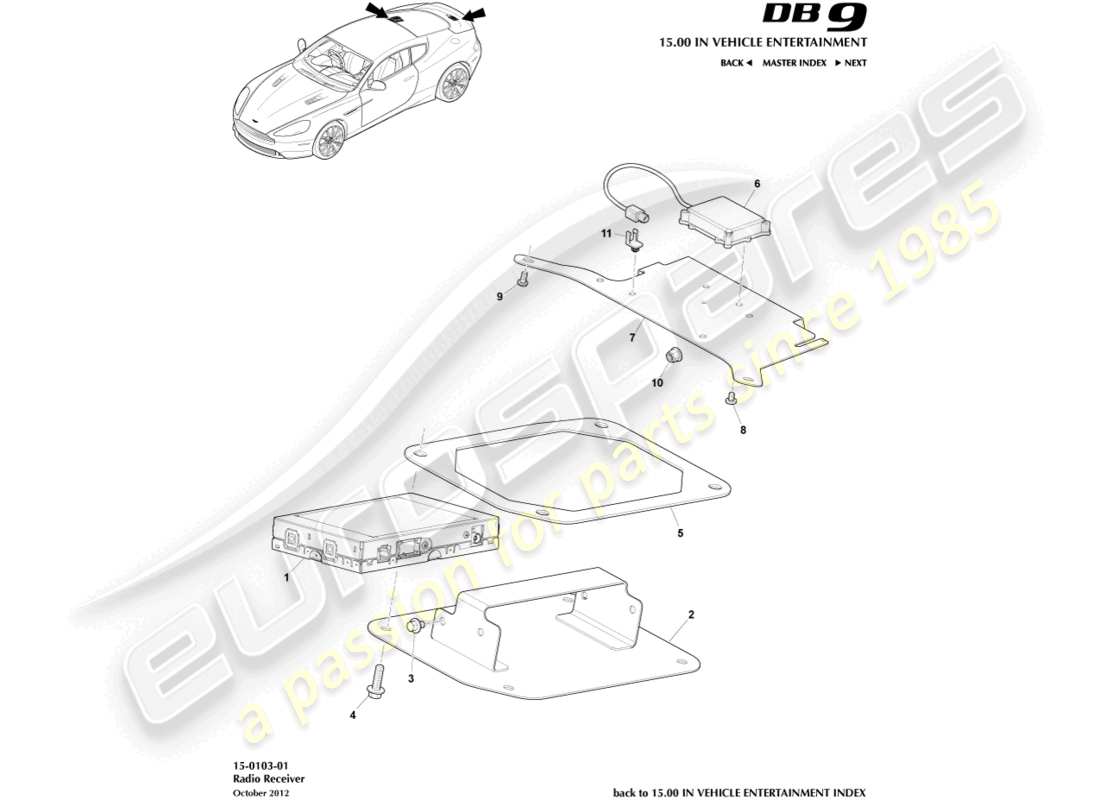 aston martin db9 (2015) radio reciever parts diagram