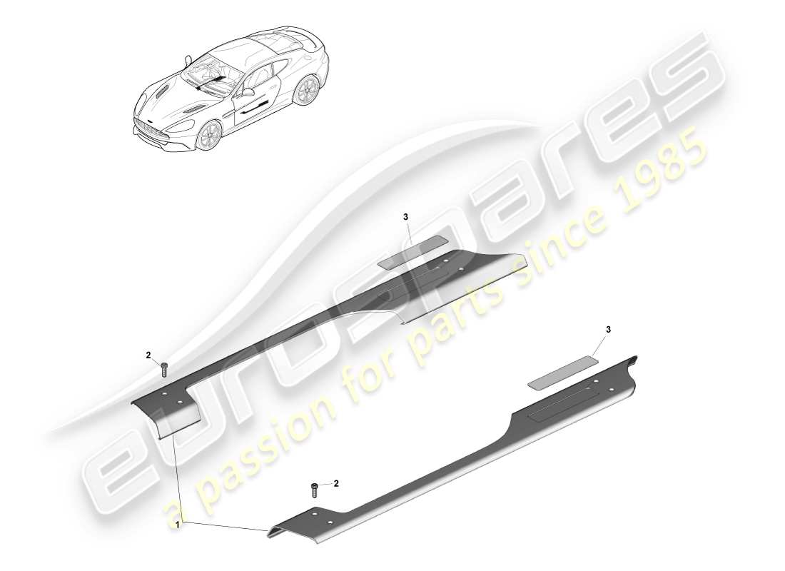aston martin vanquish (2013) sill trim & ornamentation parts diagram