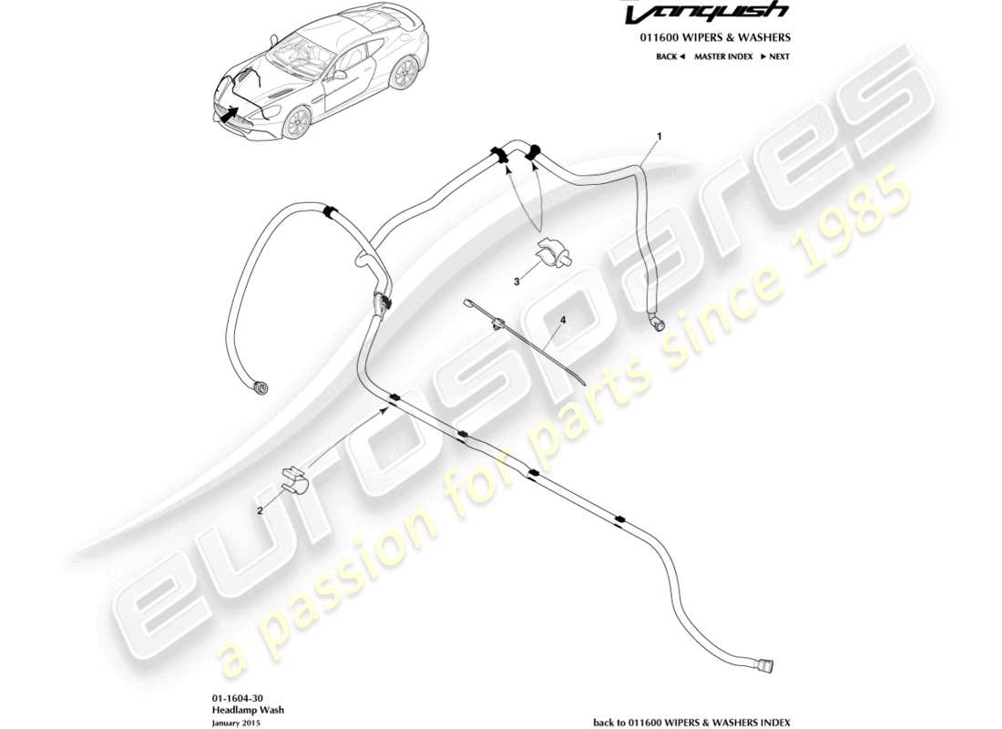 aston martin vanquish (2015) headlamp wash part diagram