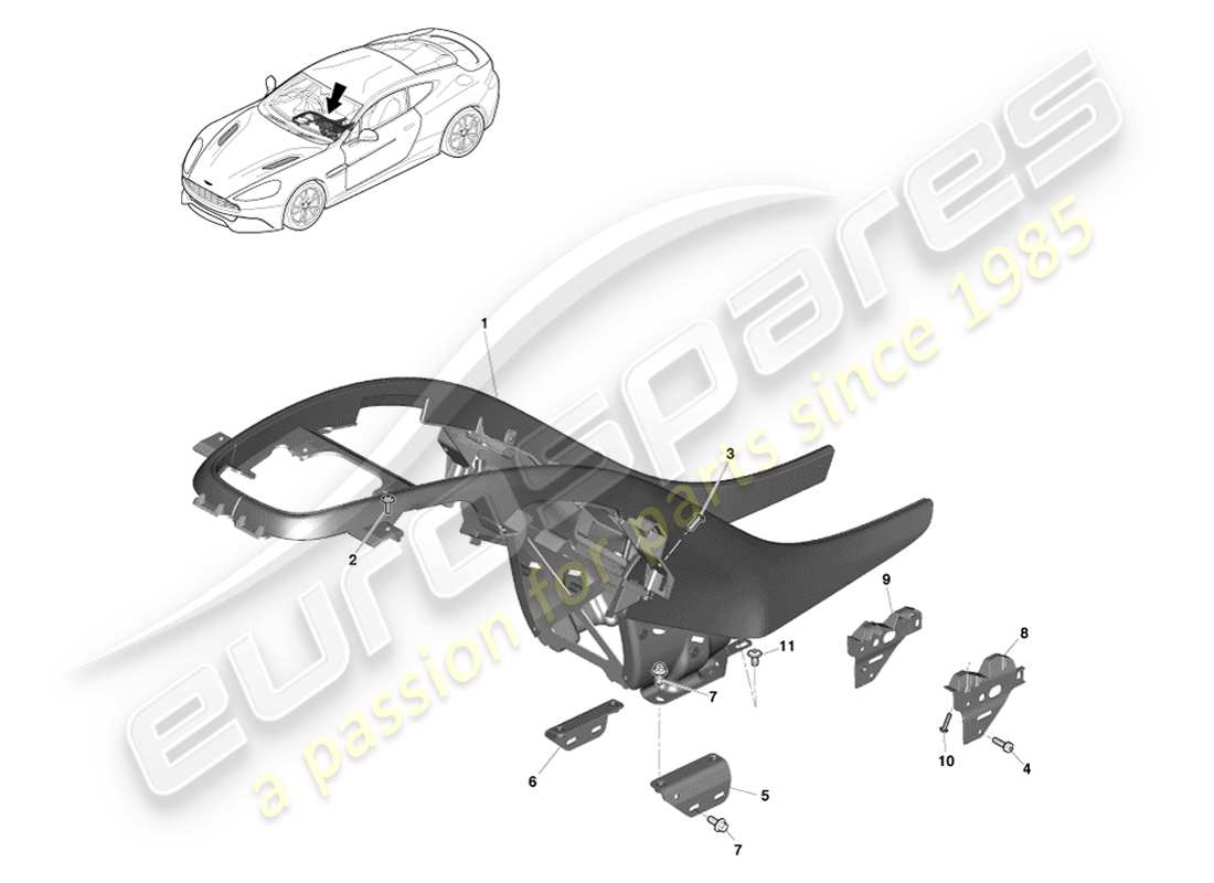 aston martin vanquish (2013) centre stack moulding parts diagram