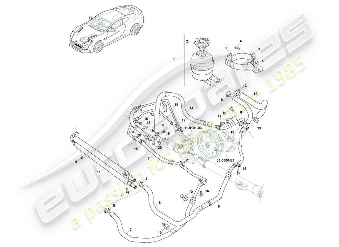 aston martin vanquish (2013) pas hoses, rhd 15my on parts diagram