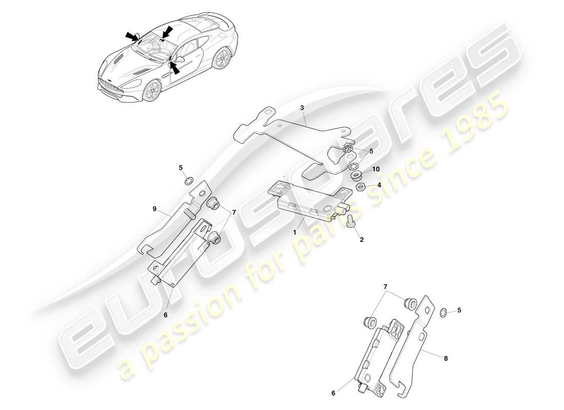 aston martin vanquish (2014) radio antenna part diagram