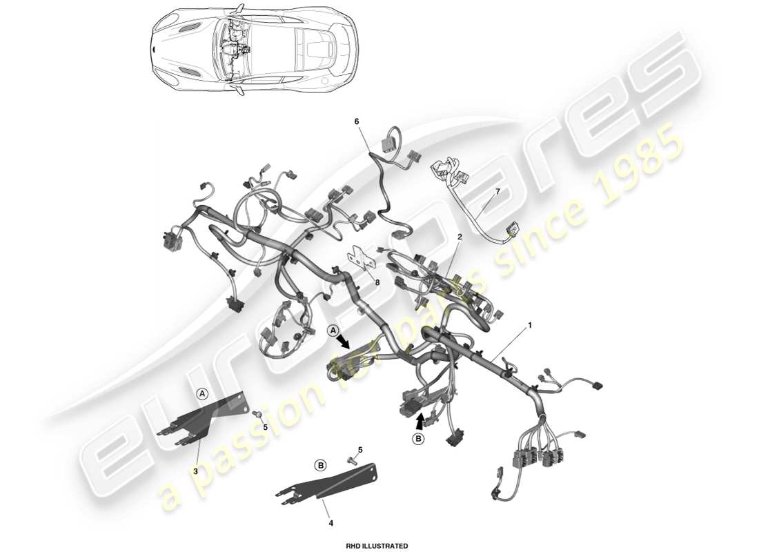 aston martin vanquish (2014) ip harness part diagram
