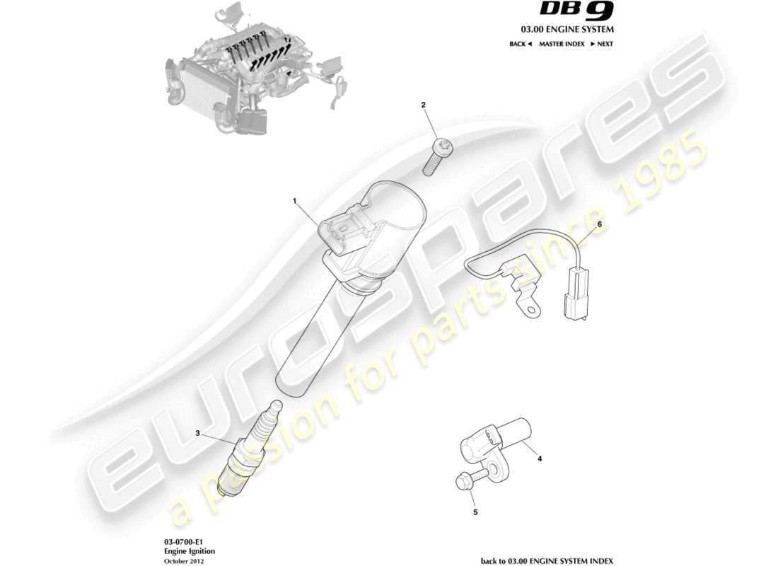 aston martin db9 (2016) ignition parts diagram