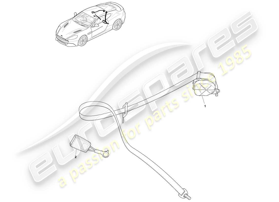 aston martin vanquish (2013) rear seat belts parts diagram