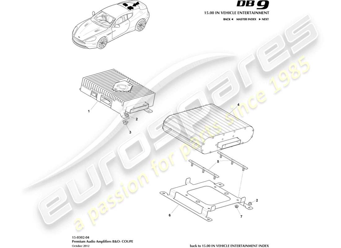 aston martin db9 (2013) amplifiers, b&o, coupe parts diagram