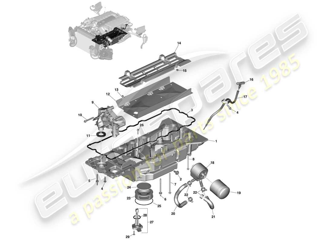 aston martin vanquish (2014) engine lubrication part diagram