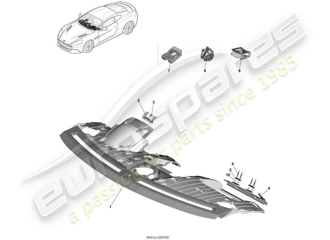 aston martin vanquish (2013) ip substrate parts diagram
