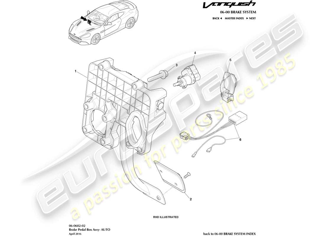aston martin vanquish (2015) brake actuaator assembly part diagram