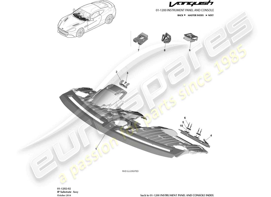 aston martin vanquish (2015) ip substrate part diagram