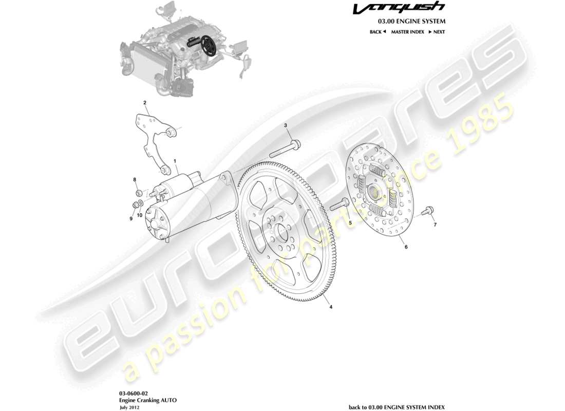 aston martin vanquish (2015) engine cranking, auto part diagram