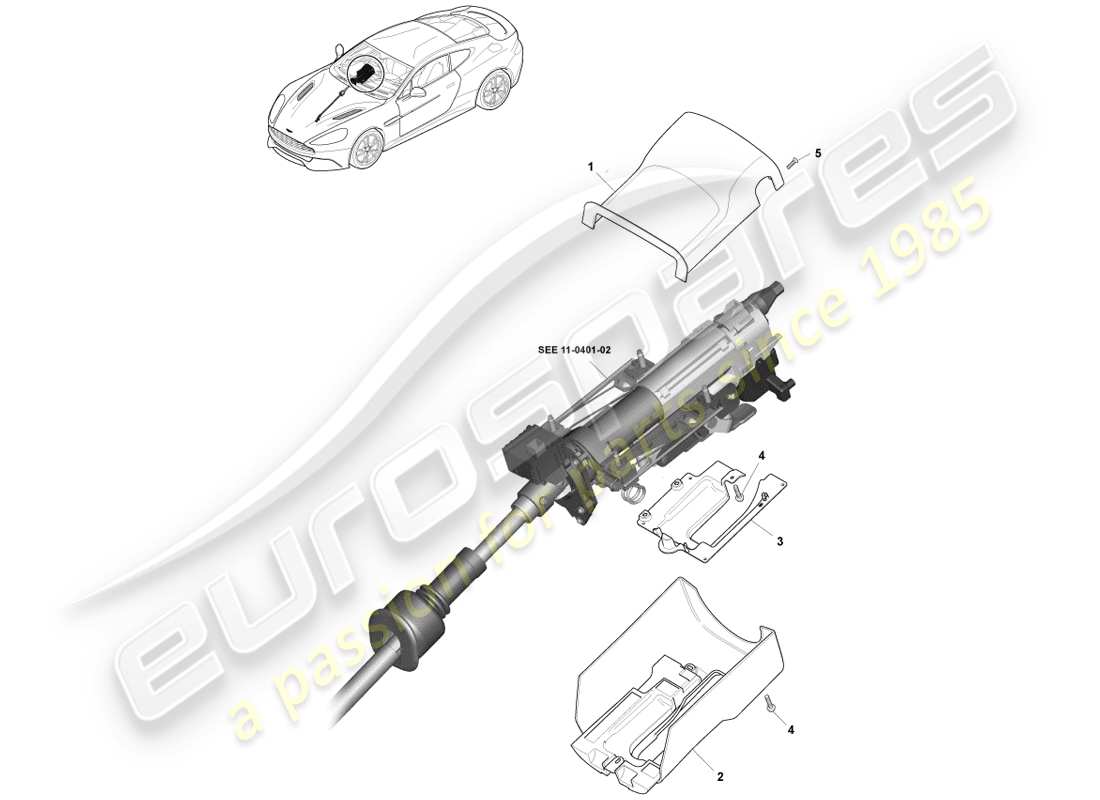 aston martin vanquish (2014) column shroud part diagram
