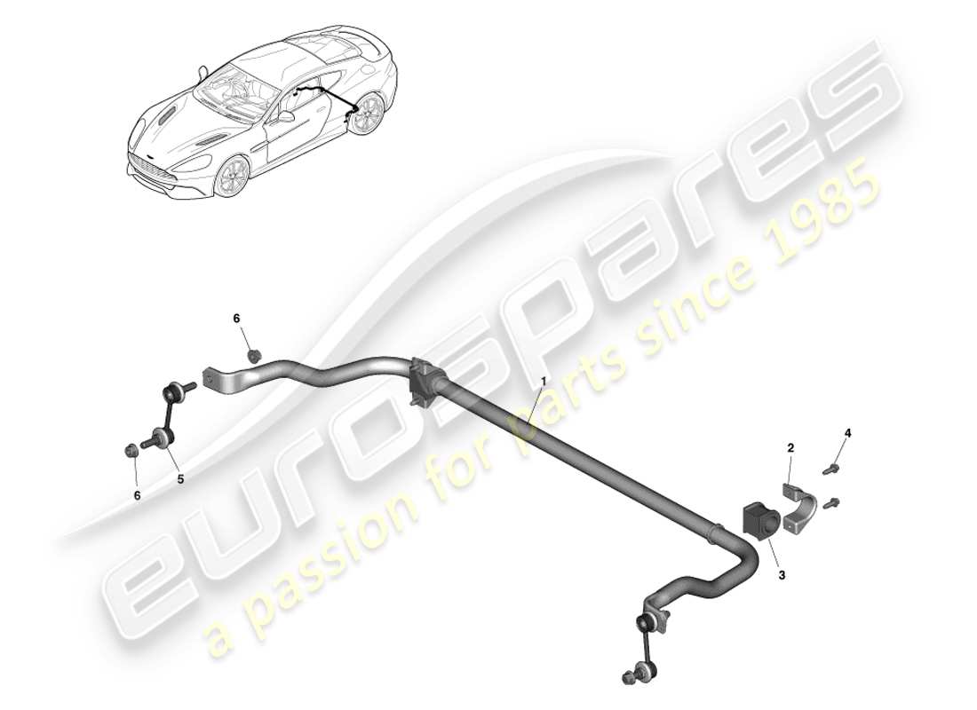 aston martin vanquish (2014) rear stabiliser bar part diagram