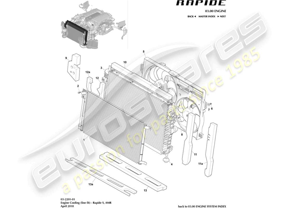 aston martin rapide (2019) engine cooling, line fit part diagram