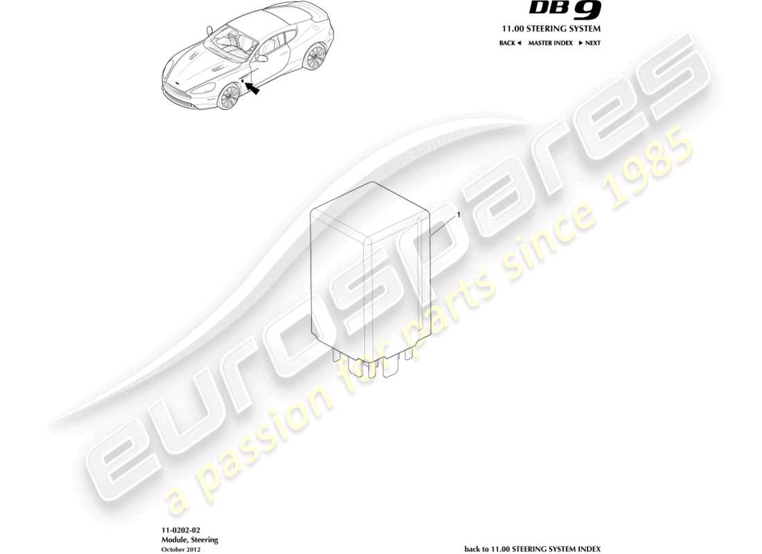 aston martin db9 (2017) steering module part diagram