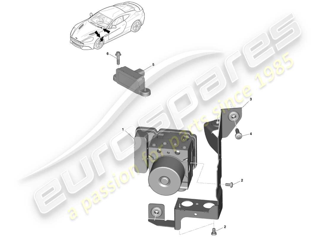 aston martin vanquish (2013) electronic brake module parts diagram