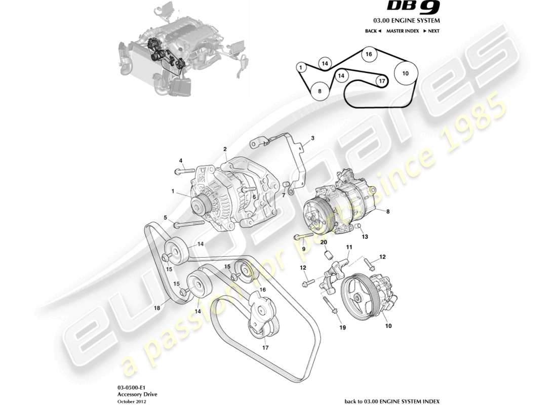 aston martin db9 (2015) accessory drive parts diagram