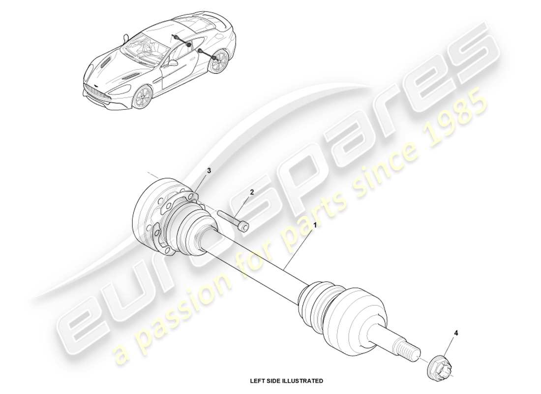 aston martin vanquish (2013) rear halfshaft assembly parts diagram