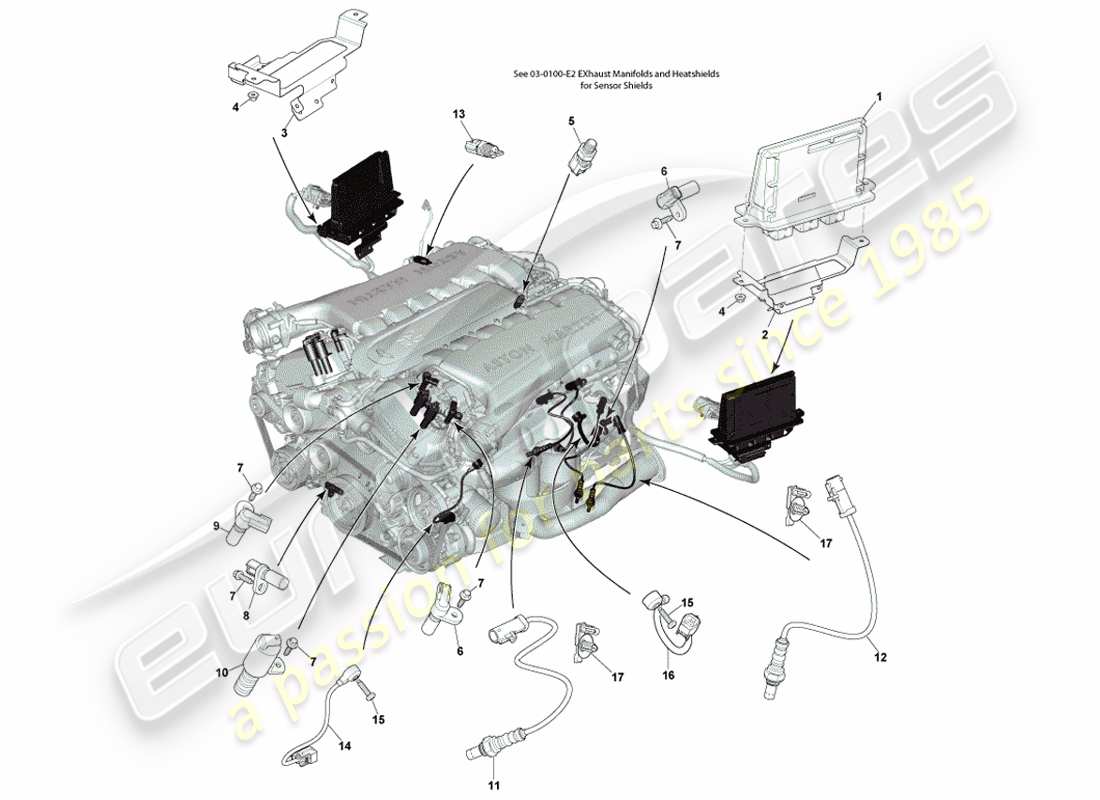 aston martin vanquish (2014) electronic engine control part diagram