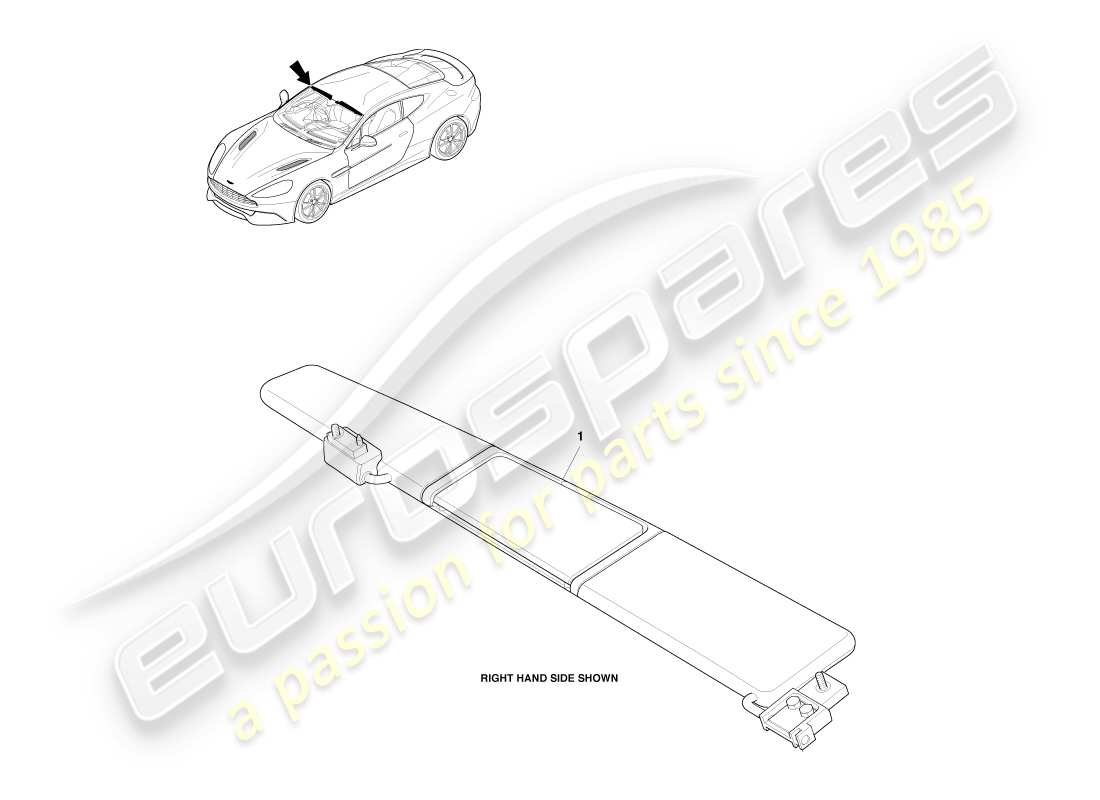 aston martin vanquish (2013) sunvisors parts diagram