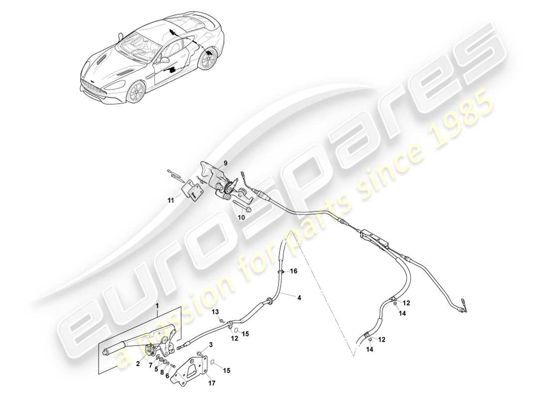 aston martin vanquish (2013) parking brake, lhd parts diagram